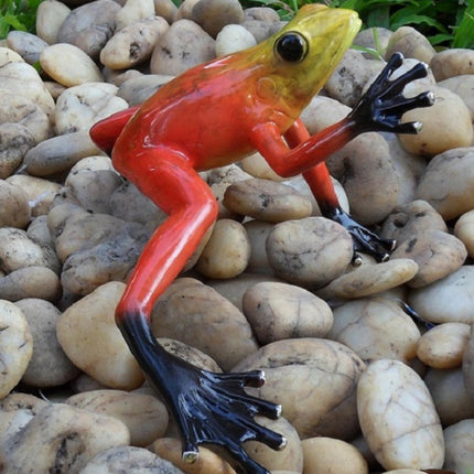 Bronzen beeld Regenwoudkikker / rood 9x21x12cm