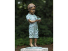 Bronzen beeld Jongen met vogel 53x17x19cm