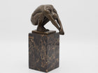 Bronzen beeld Duiker op marmer sokkel 24x8x13cm