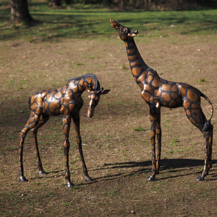 Bronzen beeld Giraffen paar 133x30x100cm