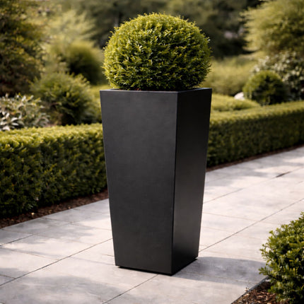 Conische aluminium plantenbak 60x60x100 cm - Gitzwart (RAL 9005)