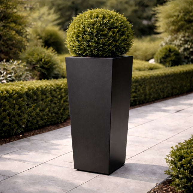 Conische aluminium plantenbak 60x60x120 cm - Gitzwart (RAL 9005)