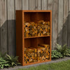 Cortenstalen houtopslag met 4 Vakken met achterwand 100x38,5x150 cm