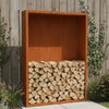 Cortenstalen houtopslag met achterwand 150x38.5x200 cm