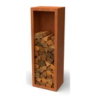 Cortenstalen houtopslag met achterwand 50x38,5x150 cm