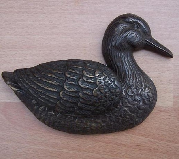 Bronzen beeld Deurklopper eend 13x5x16cm