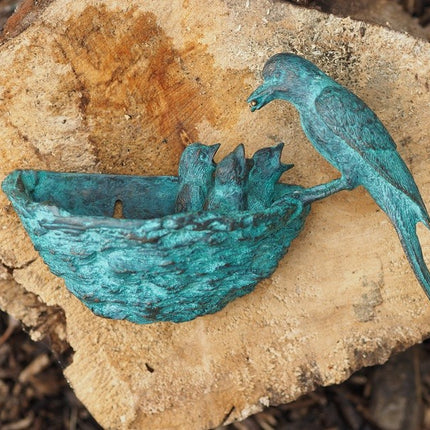 Bronzen beeld Vogelnest 14x8x22cm