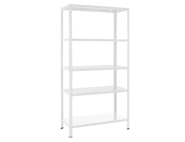 Practo Metalen opbergrek 180x90x40 cm – 5 legborden – Wit