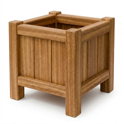 Vierkante Hardhouten plantenbak met poten 50x50x50 cm