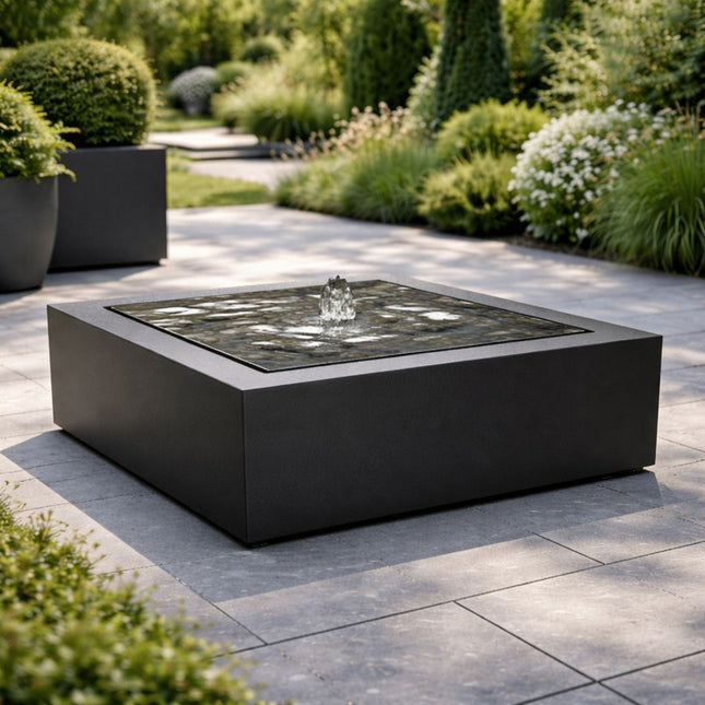 Vierkante aluminium watertafel met fontein 100x100x40cm 36kg