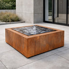 Vierkante cortenstalen watertafel met fontein 120x120x40cm 115kg