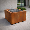 Vierkante cortenstalen watertafel met fontein 60x60x70cm 40kg