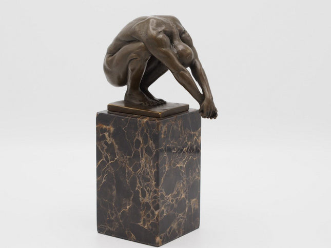 Bronzen beeld Duiker op marmer sokkel 24x8x13cm - Doika - Bronzen beeld - Doika - 5410807912232 - AN1223BR-B