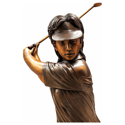 Bronzen Beeld Golf Speelster 61x53x151 cm - Doika - Bronzen beeld - Thermobrass - 5410807908877 - B887