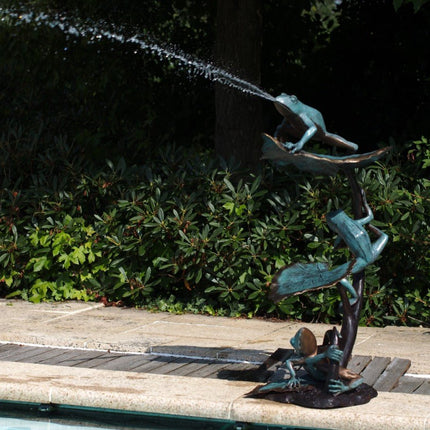 Bronzen beeld Kikker op lotusblad 95x40x55cm - Doika - Bronzen beeld - Doika - 5410807913468 - B91346