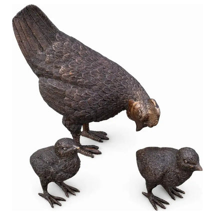 Bronzen Beeld Kip Met Kuikens 8x17x20 cm - Doika - Bronzen beeld - Thermobrass - 5410807011263 - BS1126B