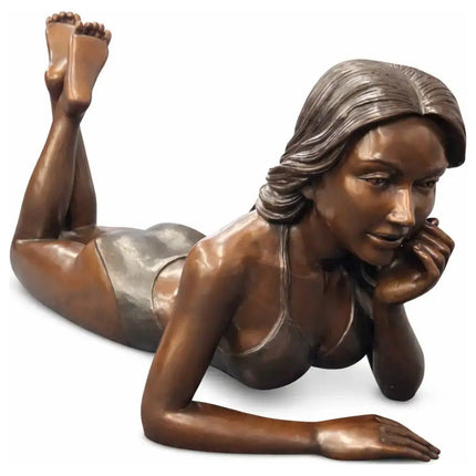 Bronzen Beeld Liggend Meisje In Badpak 90x35x50 cm - Doika - Bronzen beeld - Thermobrass - 5410807015575 - B1557