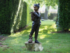 Bronzen beeld Meisje met konijn in rugzak 115x30x40cm - Doika - Bronzen beeld - Doika - 5410807014806 - B1480