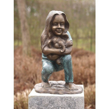 Bronzen beeld Meisje met olifantje 38x24x24cm - Doika - Bronzen beeld - Doika - 5410807019689 - AN1968BR-V