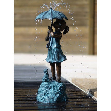 Bronzen beeld Meisje onder paraplu 50x18x20cm - Doika - Bronzen beeld - Doika - 5410807003015 - GA0301BR-V-F