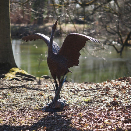 Bronzen beeld Reiger (fontein) 130x47x127cm - Doika - Bronzen beeld - Doika - 5410807010228 - B1022
