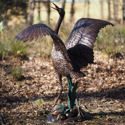Bronzen beeld Reiger (fontein) 130x47x127cm - Doika - Bronzen beeld - Doika - 5410807010228 - B1022