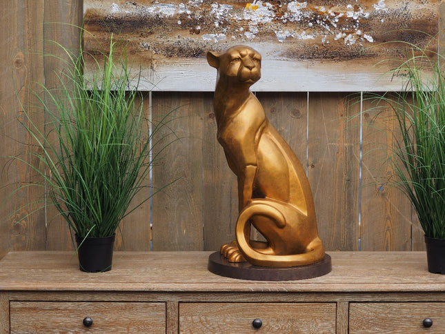 Bronzen beeld Zittende jaguar 59x33x33cm - Doika - Bronzen beeld - Doika - 5410807022535 - AN2253BR-HP