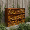 Cortenstalen houtopslag met 3 Vakken met achterwand 200x38,5x150 cm - Doika - Houtopslag - Geroba -  - EguraDC91AW