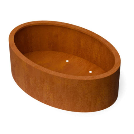 Ellipsvormige cortenstalen plantenbak met bodem 120x80x40 cm - Doika - Plantenbak - Geroba - 5404033116397 - OvaluBC1
