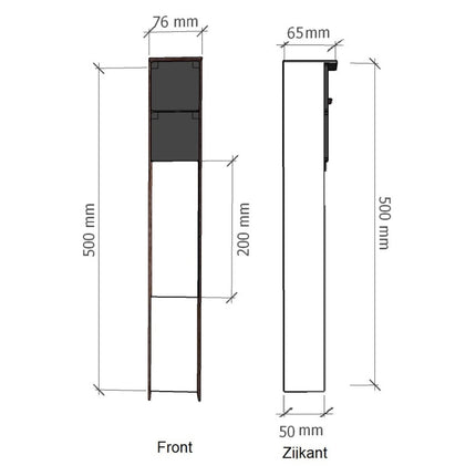 GARDD Stopcontact paaltje cortenstaal 8x5x50cm (DxBxH) - Doika - Stopcontact paaltje - Gardd - 
