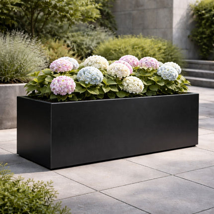 Langwerpige aluminium plantenbak 120x50x60 cm - Gitzwart (RAL 9005) - Doika - Plantenbak - Geroba -  - Artus9