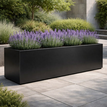 Langwerpige aluminium plantenbak 200x50x60 cm - Gitzwart (RAL 9005) - Doika - Plantenbak - Geroba -  - Artus12