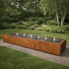 Langwerpige cortenstaal watertafel met fonteinen 500x100x40cm 355kg - Doika - Watertafel - Geroba -  - TaulaAC2