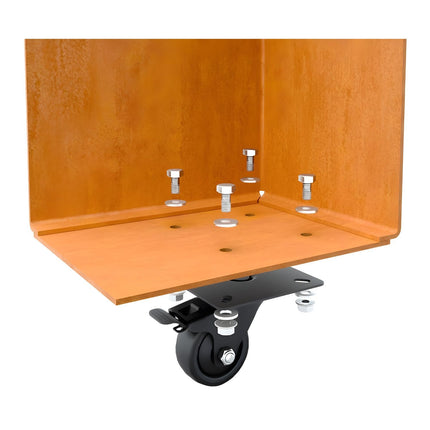Langwerpige cortenstalen plantenbak met wielen 150x30x80 cm - Doika - Plantenbak - Geroba -  - ArtesaWH21