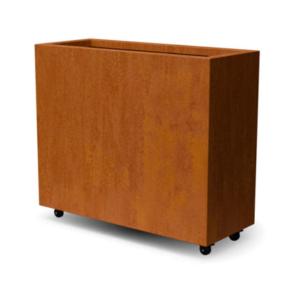 Langwerpige cortenstalen plantenbak met wielen 150x40x80 cm - Doika - Plantenbak - Geroba -  - ArtesaWH30
