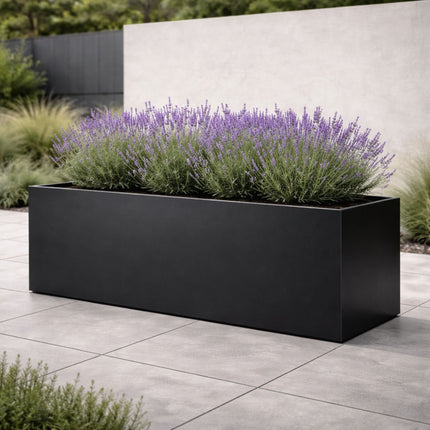 Langwerpige aluminium plantenbak 150x50x60 cm - Gitzwart (RAL 9005)