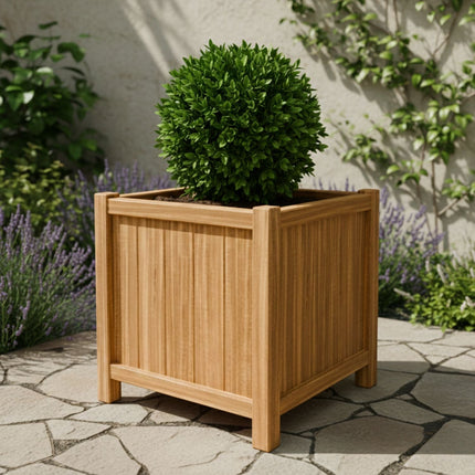 Vierkante Hardhouten plantenbak met poten 60x60x60 cm - Doika - Plantenbak - Geroba -  - FUSTAH2