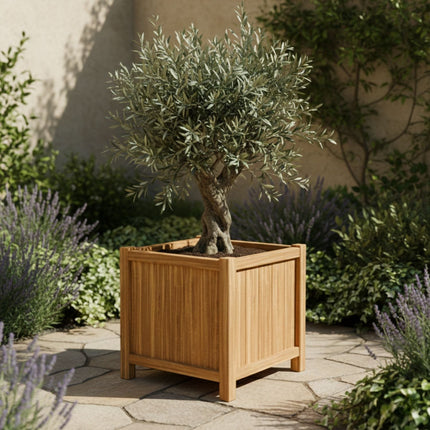 Vierkante Hardhouten plantenbak met poten 60x60x60 cm - Doika - Plantenbak - Geroba -  - FUSTAH2