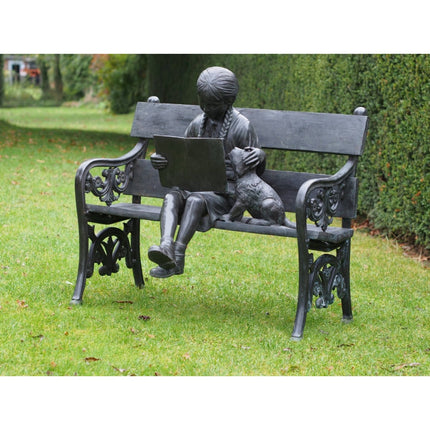 Thermobrass Meisje op bank 80x65x102cm (HxBxL) - Doika BV - Bronzen beeld - Thermobrass - 5410807908105 - B810